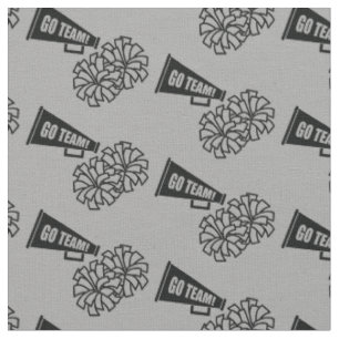 Cheerleader Team School Colours Black & Grey Silve Fabric