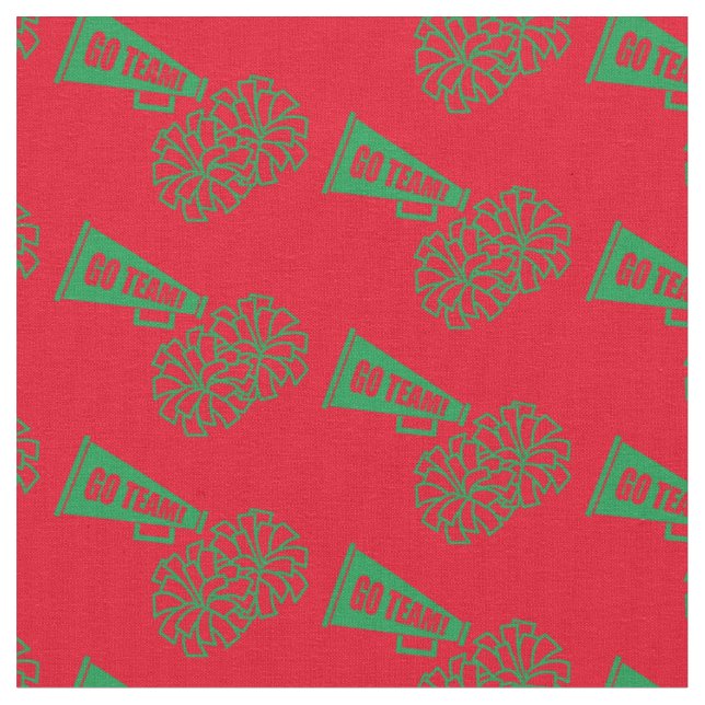 Cheerleader Team School Colours Green & Red Fabric (Close Up)