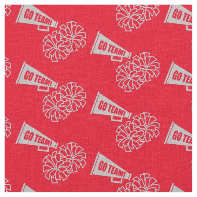 Cheerleader Team School Colours Grey Silver & Red Fabric (Close Up)