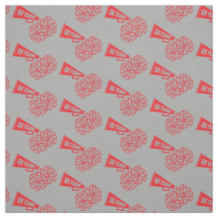Cheerleader Team School Colours Red & Silver Grey Fabric
