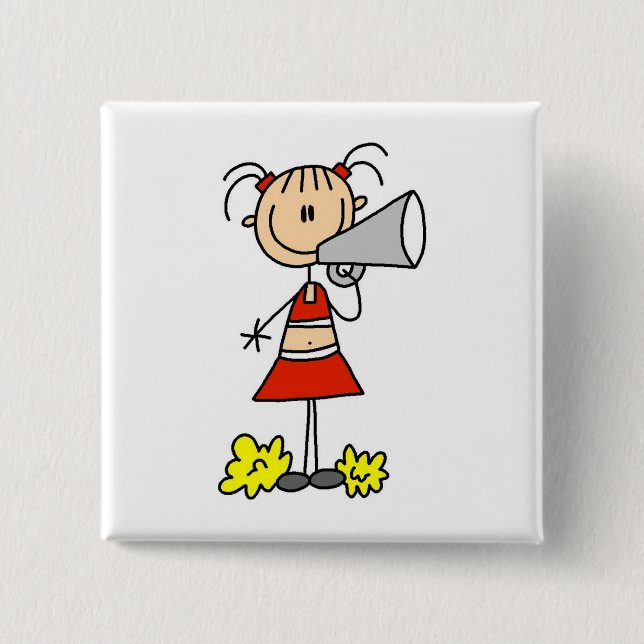 Cheerleader with Megaphone Tshirts and Gifts 2 Inch Square Button (Front)