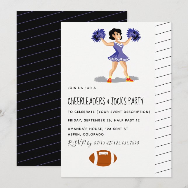 Cheerleaders and Jocks Party Invitation (Front/Back)