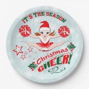 Cheerleaders Christmas Cheer Paper Plate