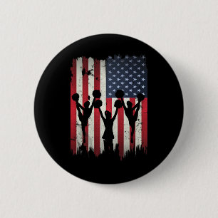 Cheerleaders Usa American Flag 4th Of July Cheerle 2 Inch Round Button