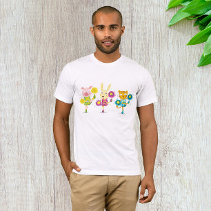 Cheerleading Animal Trio Pig Bunny and Cat  T-Shirt