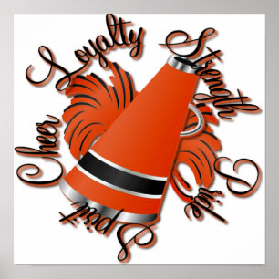 Cheerleading Black and Orange Qualities Poster