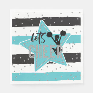Cheerleading blue Silver Black Cheer Birthday Napkin