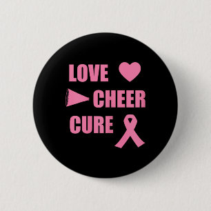Cheerleading Breast Cancer Love Cheer Cure 2 Inch Round Button