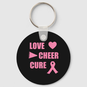 Cheerleading Breast Cancer Love Cheer Cure Keychain