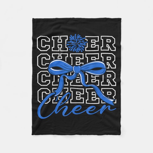 Cheerleading Cheer Blue Coquette Bow Cheerleader F Fleece Blanket (Front)