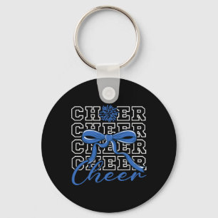 Cheerleading Cheer Blue Coquette Bow Cheerleader F Keychain