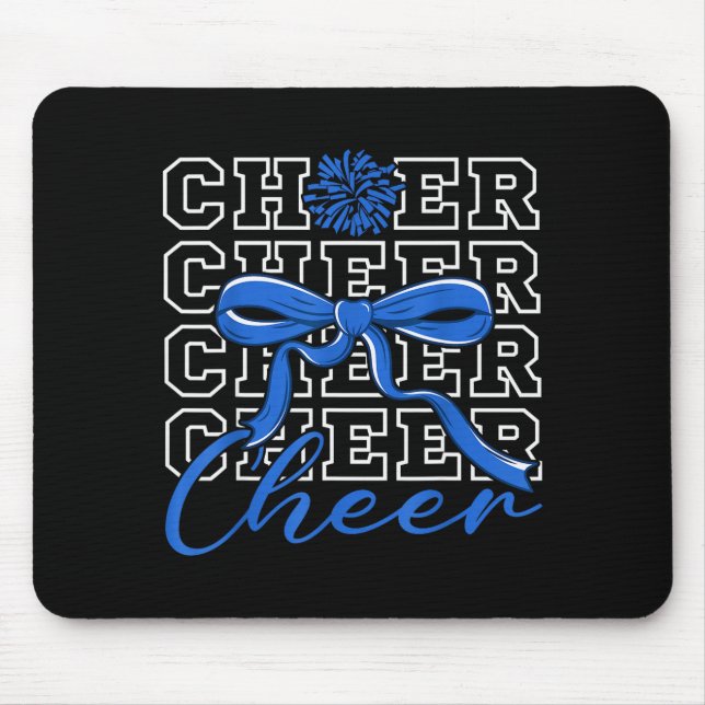 Cheerleading Cheer Blue Coquette Bow Cheerleader F Mouse Pad (Front)