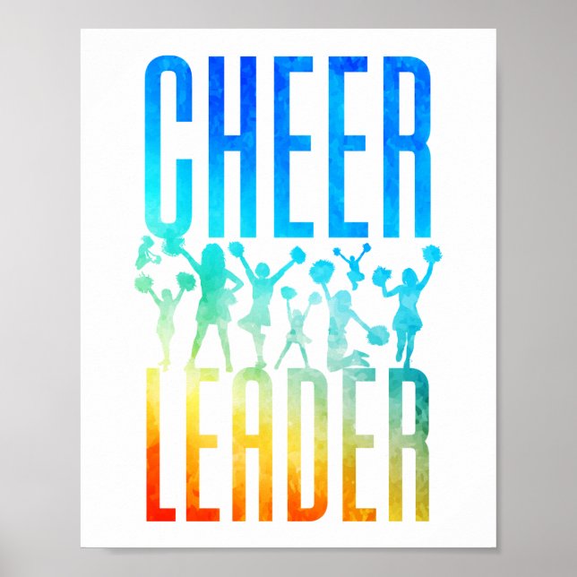 Cheerleading Cheer Cheer Leader Watercolor Poster (Front)