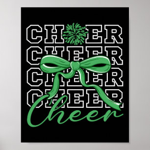 Cheerleading Cheer Green Coquette Bow Cheerleader  Poster
