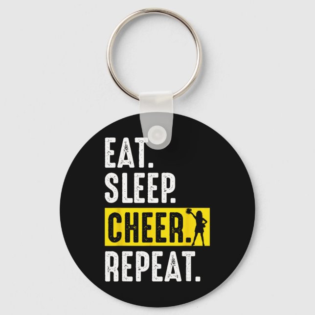Cheerleading Cheer Squad Eat Sleep Cheer Repeat Ch Keychain (Front)