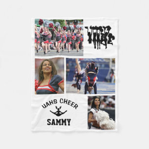 Cheerleading Class of 2023 4 Photo School Name Fleece Blanket