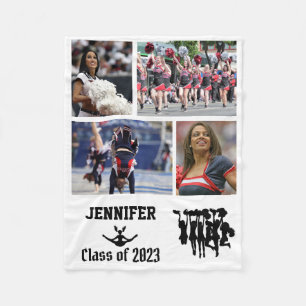 Cheerleading Class of 2023 Photo Collage Name Fleece Blanket