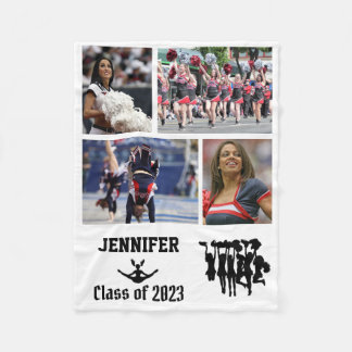 Cheerleading Class of 2023 Photo Collage Name Fleece Blanket