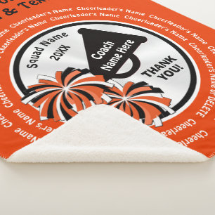 Cheerleading Coach Gift Ideas, Orange Black White Sherpa Blanket