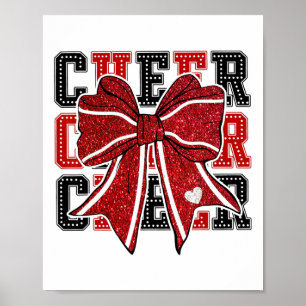 Cheerleading Coquette Black And Red Cheer Mom Foot Poster
