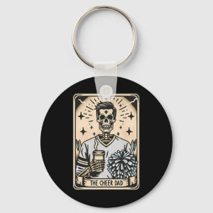 Cheerleading Dad Tarot Card Skeleton Cheer Coach F Keychain
