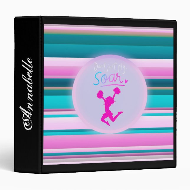 Cheerleading "Don't Just Fly, Soar" Stripes Binder (Front/Spine)