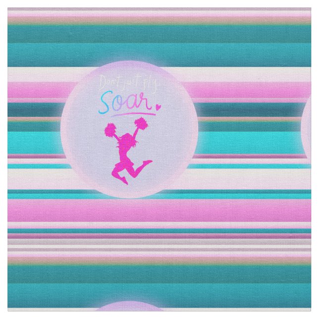 Cheerleading "Don't Just Fly, Soar" Stripes   Fabric (Close Up)