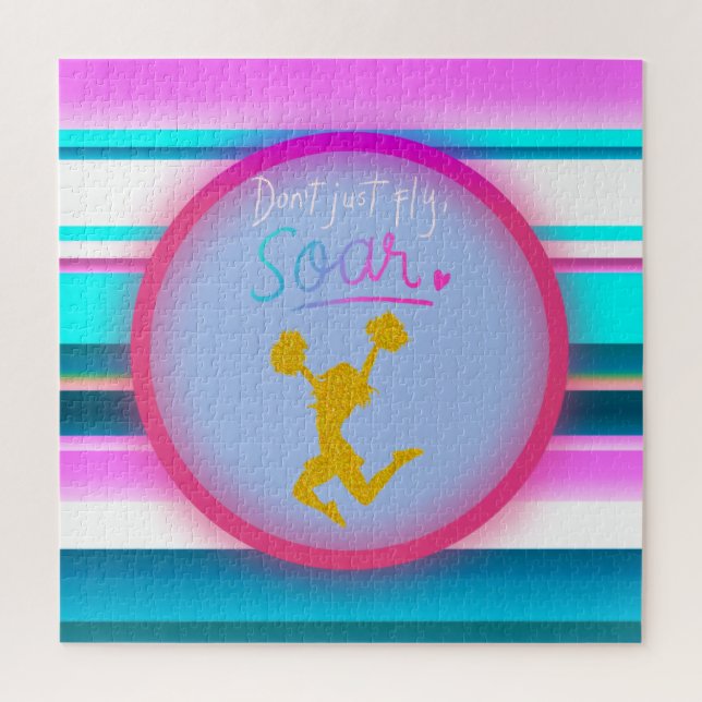 Cheerleading "Don't Just Fly, Soar" Stripes    Jigsaw Puzzle (Vertical)