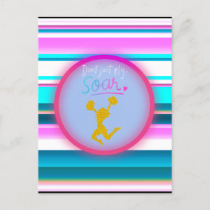 Cheerleading "Don't Just Fly, Soar" Stripes  Postcard