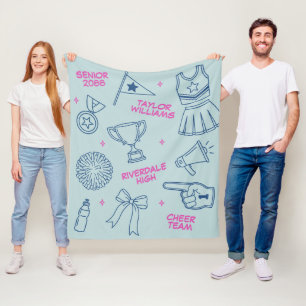 Cheerleading Doodle Cheer Team Senior Night Fleece Blanket