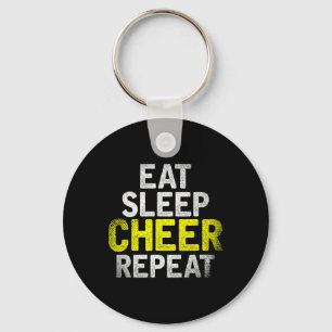 Cheerleading Eat Sleep Cheer Repeat Funny Cheerlea Keychain