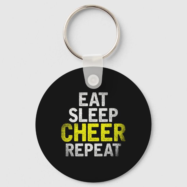 Cheerleading Eat Sleep Cheer Repeat Funny Cheerlea Keychain (Front)