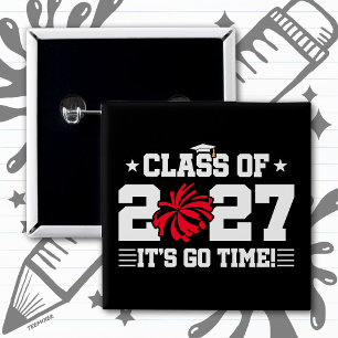 Cheerleading Graduation Quote Senior Class of 2027 2 Inch Square Button