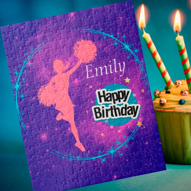 Cheerleading Happy Birthday Galaxy Personalized   Jigsaw Puzzle (Creator Uploaded)