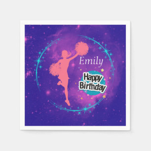 Cheerleading Happy Birthday Galaxy Personalized   Napkin