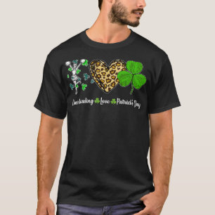 Cheerleading Love Leopard Heart Shamrock St Day T-Shirt