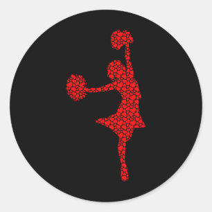 Cheerleading Lovers Valentine Hearts Love Cheerlea Classic Round Sticker