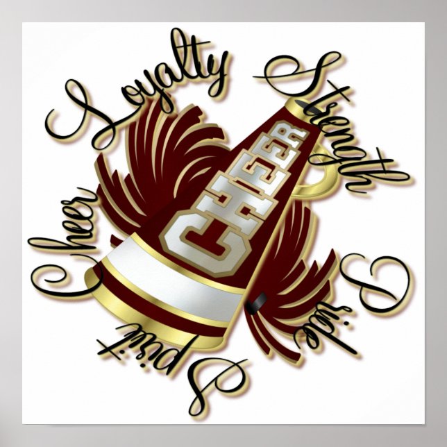 Cheerleading Maroon and Gold Qualities Poster (Front)