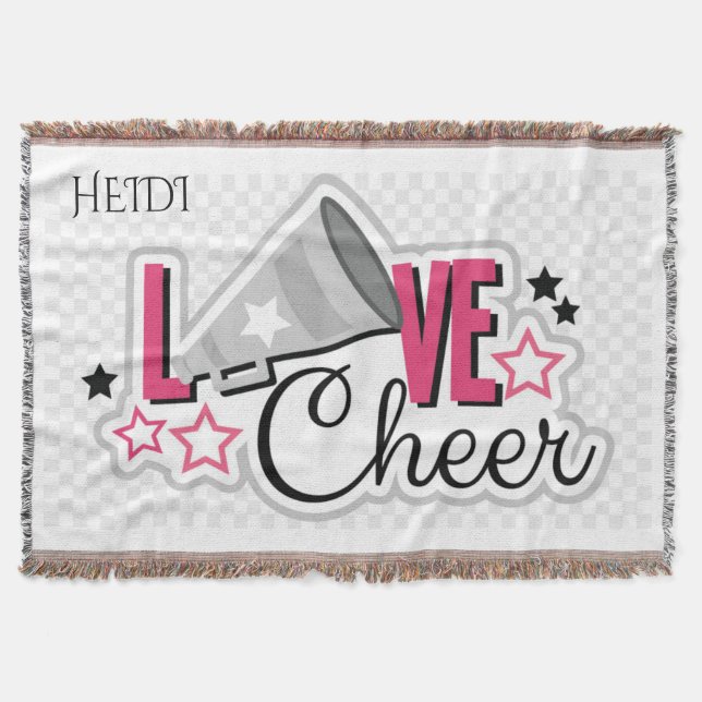 Cheerleading personalized throw blanket. (Front)