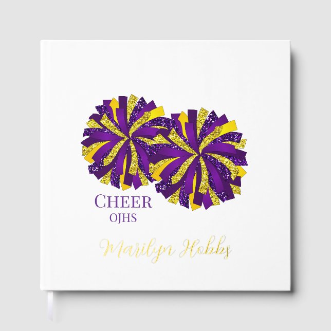 Cheerleading Pom Poms Personalized Foil Scrapbook Guest Book (Front)