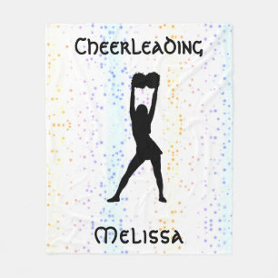 Cheerleading Rainbow Confetti Personalized Fleece Blanket