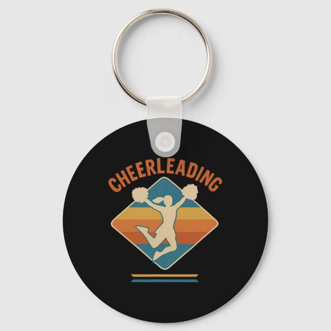 Cheerleading Silhouette Retro Vibes  Keychain (Front)