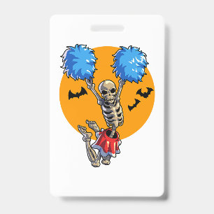 Cheerleading Skeleton Halloween Cheer Mom Girls Wo Badge