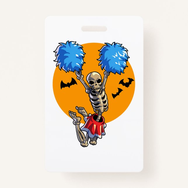 Cheerleading Skeleton Halloween Cheer Mom Girls Wo Badge (Front)