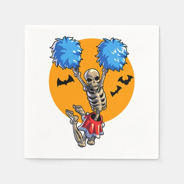 Cheerleading Skeleton Halloween Cheer Mom Girls Wo Napkin (Front)