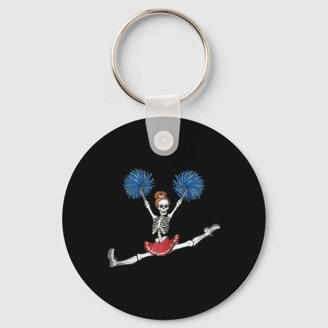 Cheerleading Skeleton Halloween Cheer Skeleton Che Keychain (Front)