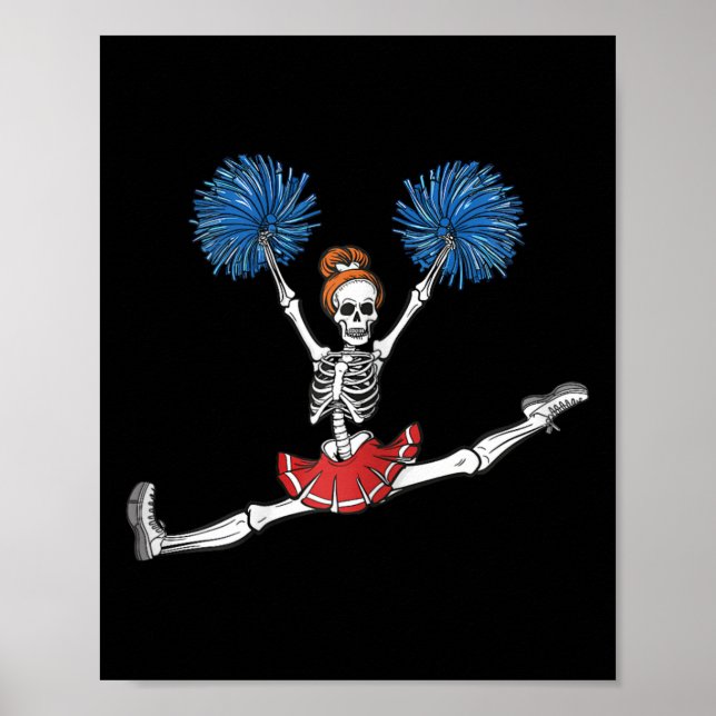 Cheerleading Skeleton Halloween Cheer Skeleton Che Poster (Front)