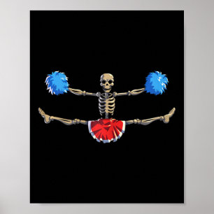 Cheerleading Skeleton Halloween Cheer Skeleton Che Poster