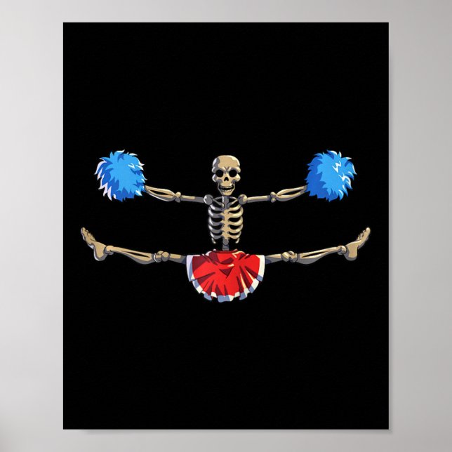 Cheerleading Skeleton Halloween Cheer Skeleton Che Poster (Front)