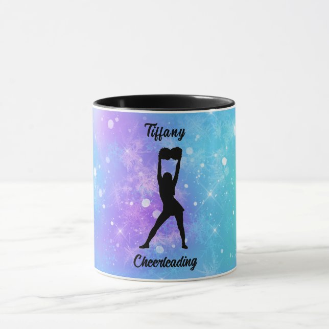 Cheerleading Snowflake Colour Blast with Her Name  Mug (Center)